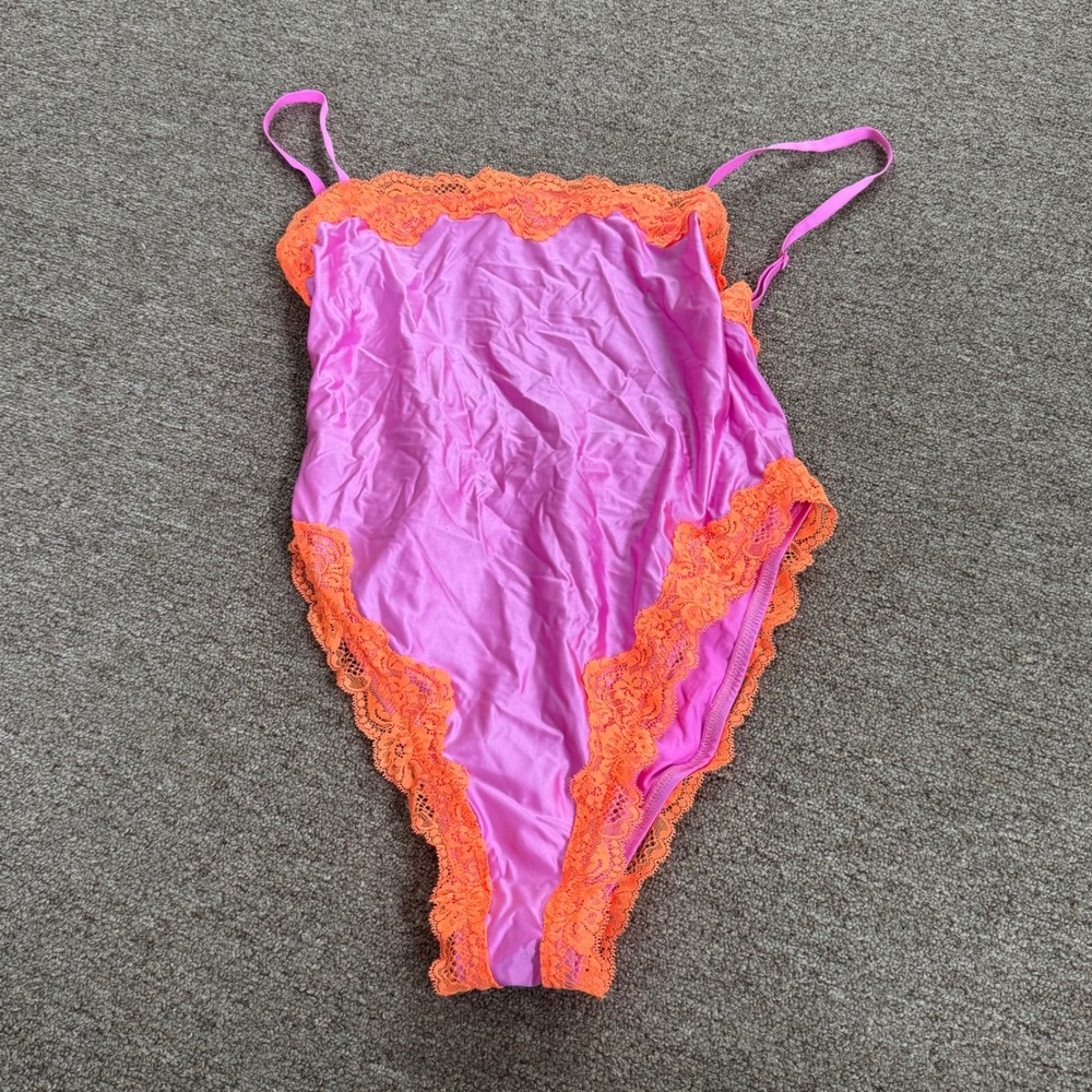 SKIMS Lace Swim Cami One Piece Neon Orchid Orange‎ Pink XL OP-BRF-5729W NWT